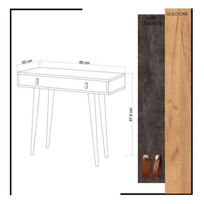 Hanah Home Aparador Moderno Roble y Gris Oscuro 80x87.6x30cm, 1 Cajón